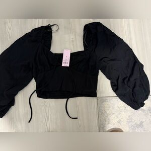 Wild Fable Black Puff Sleeve Blouse